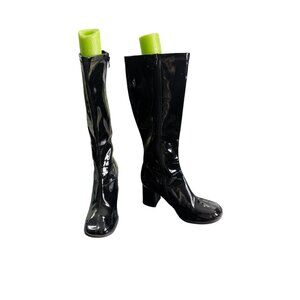 Women's Gloss Black Mod Go-Go Costume Knee-High Boots 12
